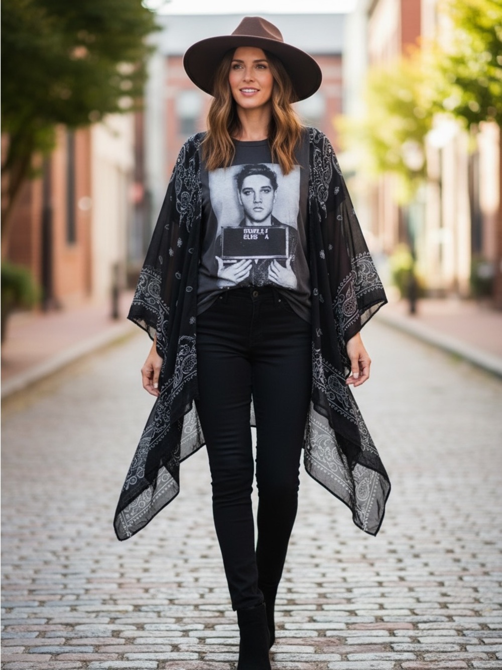 One of a kind Custom Elvis Poncho Top